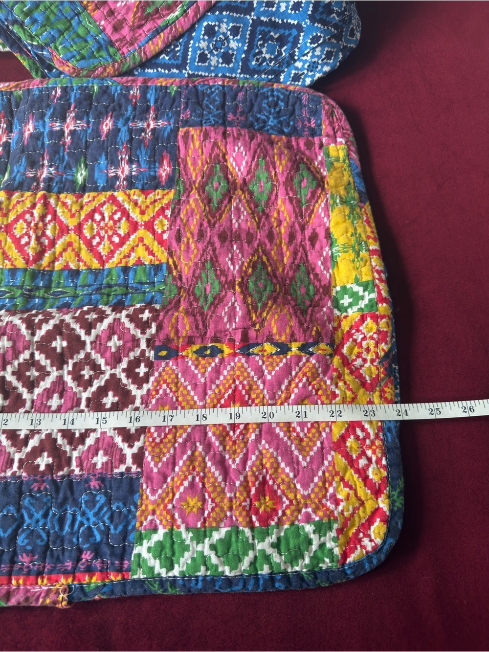 Multicolor Patchwork Boho Quilte with 2 pillow shams - Picture 2 of 6